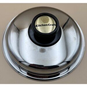 KitchenCraft Stainless Steel Pot Lid With Apple Logo & Black Knob 8.75" Diameter